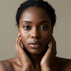portrait of a black model with a serious expression