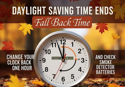 Daylight Saving Time Ends Fall Back Time.