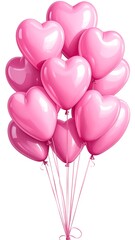 Bunch of pink heart-shaped balloons
