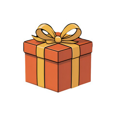 Obraz premium Orange Gift Box With Yellow Ribbon And Bow present package