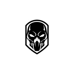 Stylized Skull Logo in Shield Design