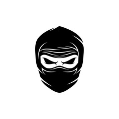 Black Ninja Mask Silhouette with Intense, Focused Eyes