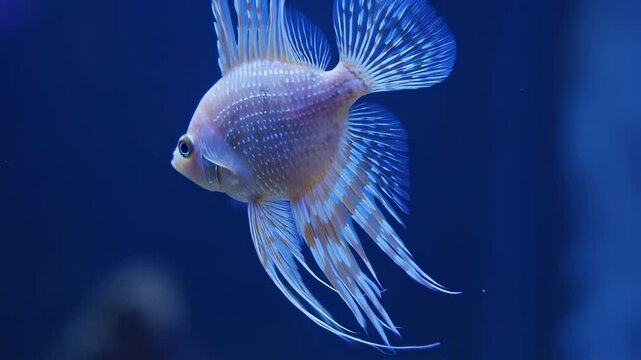 Graceful longfin fairy wrasse swimming elegantly in a blue, aquatic environment