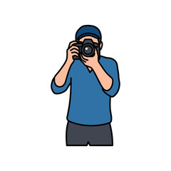Cartoon Photographer Taking a Picture with Camera
