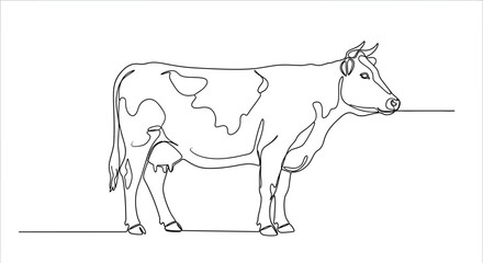 Fototapeta premium Minimalist dairy cow head outline