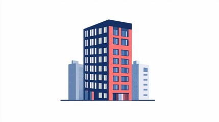 Obraz premium Modern Urban Architecture: Minimalist Building Illustration on White Background