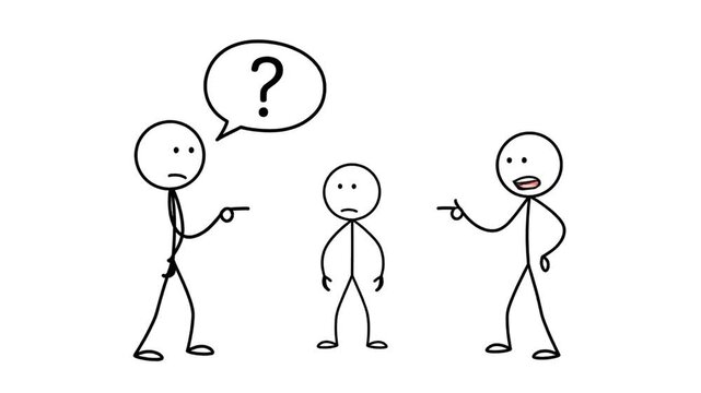 Stick Figure Cartoon Group Confused with Question Marks Animation