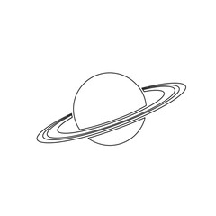 Simple Outline Illustration of Planet Saturn with Rings