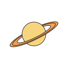 Cartoon Illustration of Planet Saturn with Rings