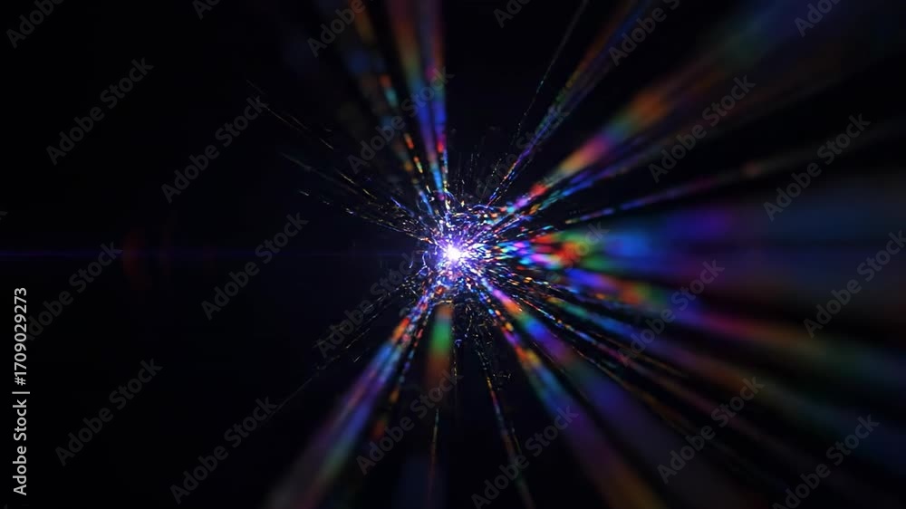 Wall mural abstract multicolored light streaks forming a hypnotic optical flare effect in a seamless loop backg