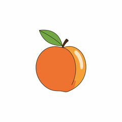 Simple Peach Illustration with Green Leaf