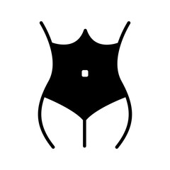 Simple body black silhouette icon illustrating a human figure or torso in clean vector style. Minimalist design ideal for health, fitness, anatomy, wellness, medical, and personal care themes. Perfect