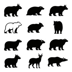 Collection of Black and White Animal Silhouettes