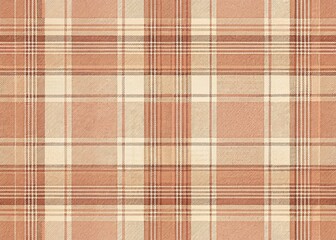 Modern Heritage Plaid Fabric Texture: Dusty Rose, Peach & Cream Cotton Canvas Wallpaper Pattern