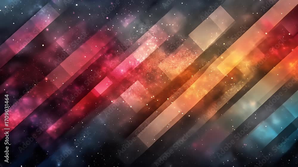 Poster abstract space-like design with diagonal lines and colors