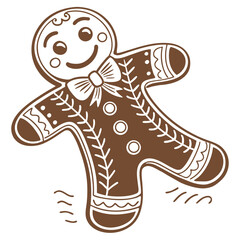 Cute gingerbread man cartoon isolated on white background