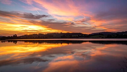 Obraz premium sunset view on the lake