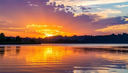 Fototapeta premium sunset view on the lake