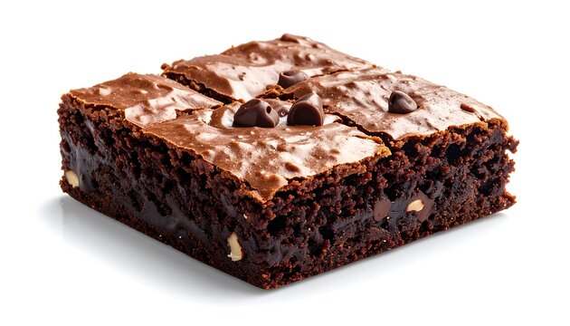 Chocolate brownie slice isolated