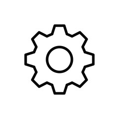 Black Outline Gear Icon with Central Circle Detail