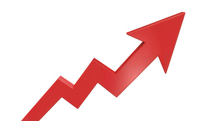 Red arrow pointing upwards symbolizing growth, success, and financial gain