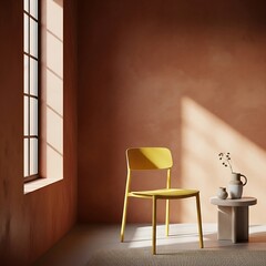 Modern Yellow Chair in a Minimalist Room.