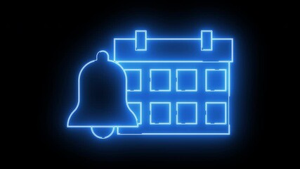 bell icon and calendar icon with neon effect