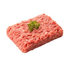 Raw ground meat with fresh parsley sprig on black background beef pork