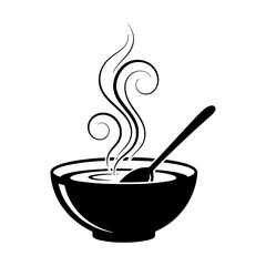 Solid black logo of soup