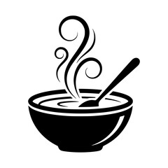 Solid black logo of soup