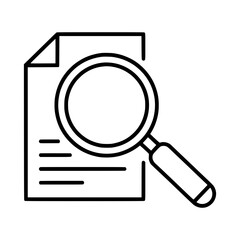 Vector icon of a magnifying glass over a document