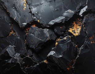 Dark Stone Fractures with Golden Veins