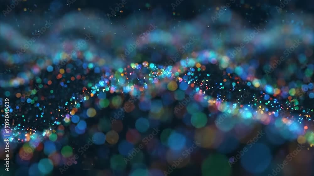 Wall mural a dense field of multicolored glowing particles shimmers and distorts, creating a hypnotic, seamless