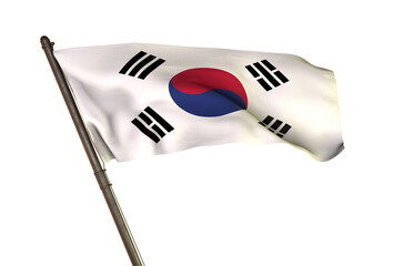 Korean Flag Waving: A vivid depiction of the Korean flag, its iconic design rippling in a gentle breeze, evokes a sense of national pride and cultural heritage.