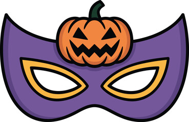 Purple Halloween mask with jack o lantern orange