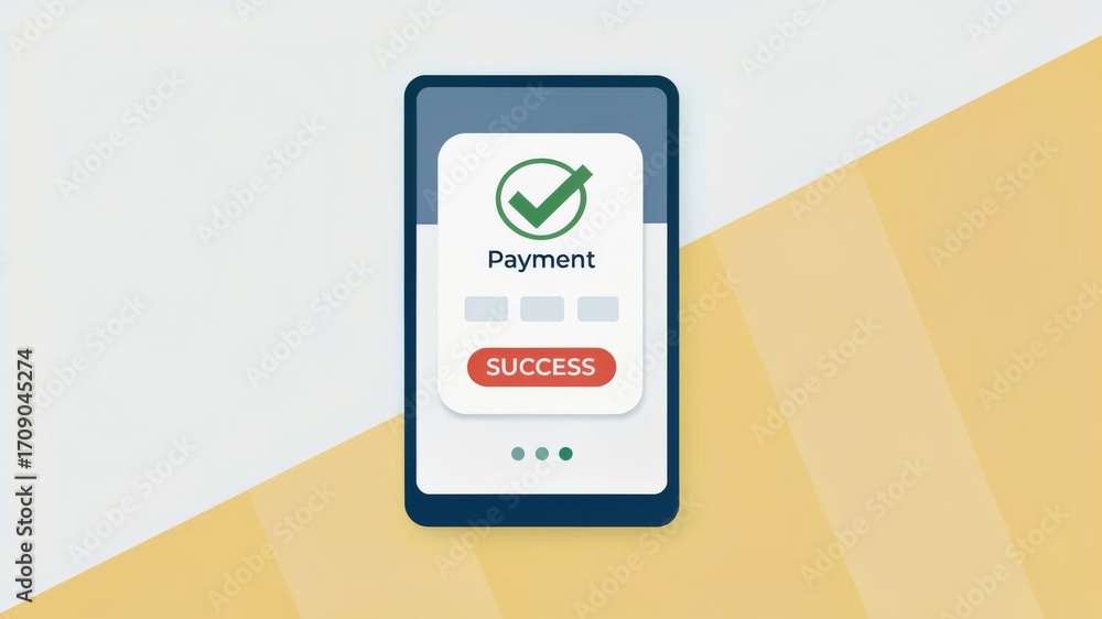 Poster wallet integration success finance transaction concept. mobile payment success screen displayed on a
