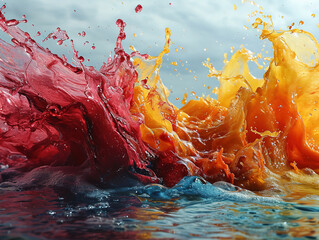 Vibrant Liquid Splash in Red and Orange