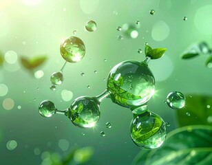 保湿や美容成分を連想させる分子イラスト ジェネレーティブAI