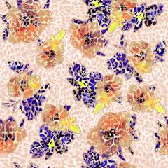 abstract flower with animal print pattern