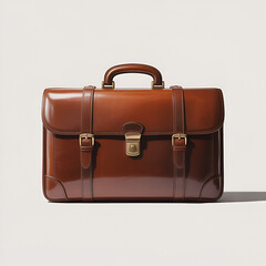 Brown leather briefcase with brass hardware vintage