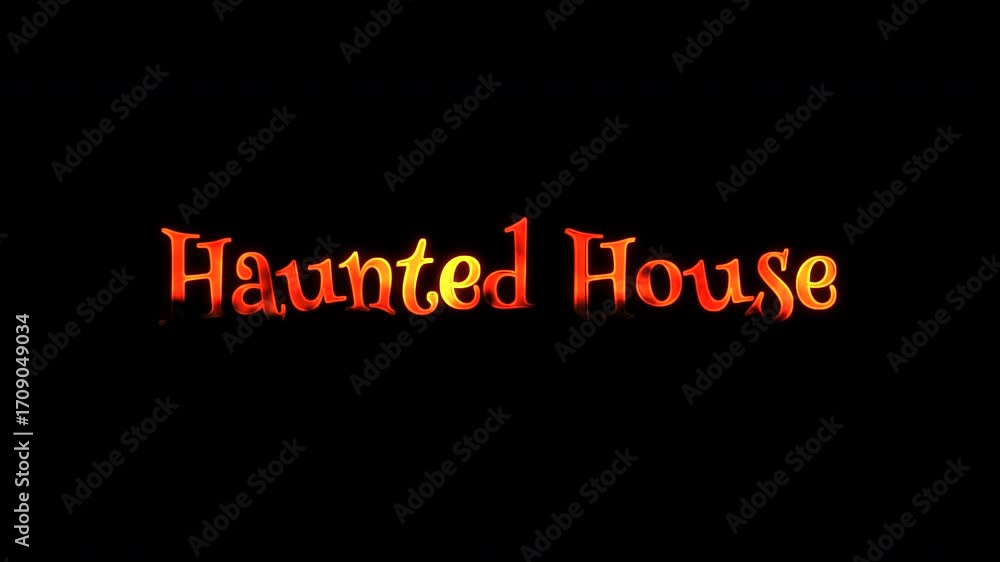 Poster haunted house fire text animation with transparent background alpha channel prores 4444