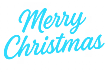 Merry christmas elegant light blue lettering on transparent background