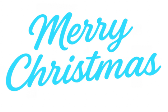 Merry christmas elegant light blue lettering on transparent background