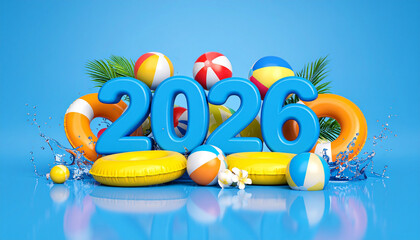 2026 Summer Vacation Beach Balls Inflatable Rings and Tropical Splash.
