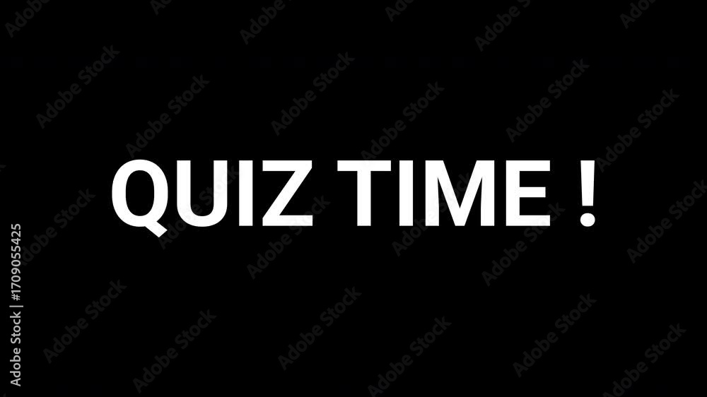 Aufkleber dynamic black and white animation revealing the text quiz time with abstract elements. 4k text anima