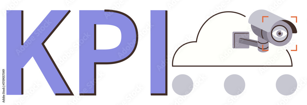 Poster large kpi text alongside cloud with mounted security camera highlighting data tracking, analytics, a