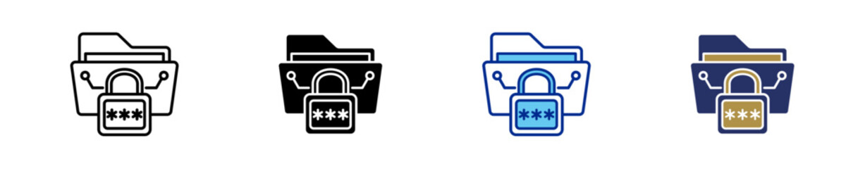 Data Encryption  Icon Set Multiple Style Collection