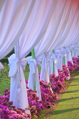 white curtain decorate for party in the garden