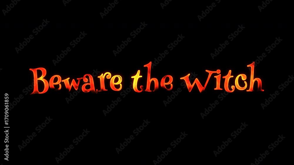 Poster beware the witch fire text animation with transparent background alpha channel prores 4444