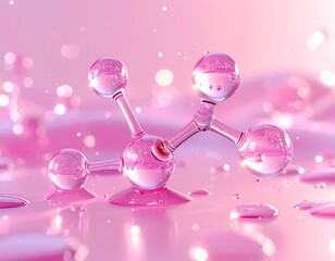 美容液を連想させるガラス質のピンクバブル ジェネレーティブAI